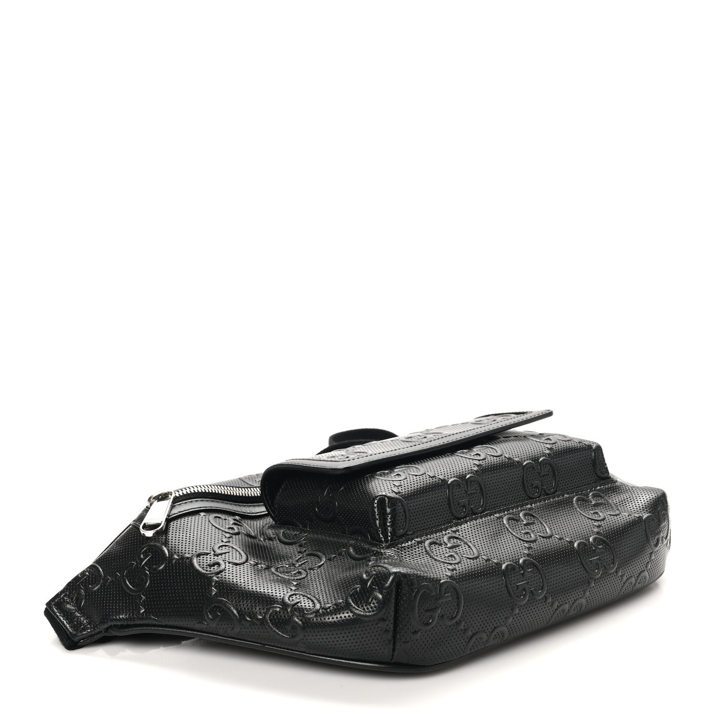 Calfskin GG Tennis Embossed Pocket Belt Bag Black