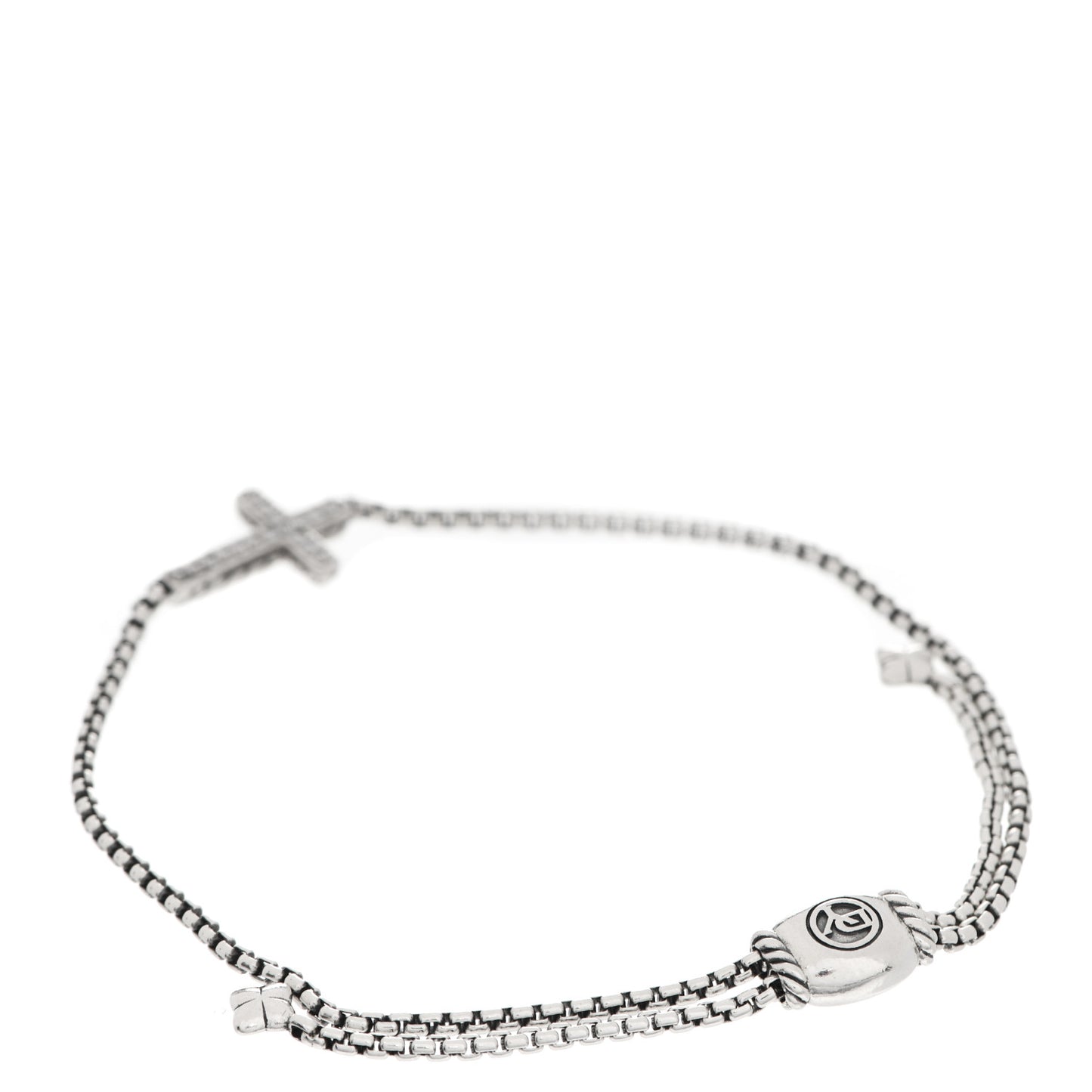 Sterling Silver Diamond Petite Pave Cross Bracelet