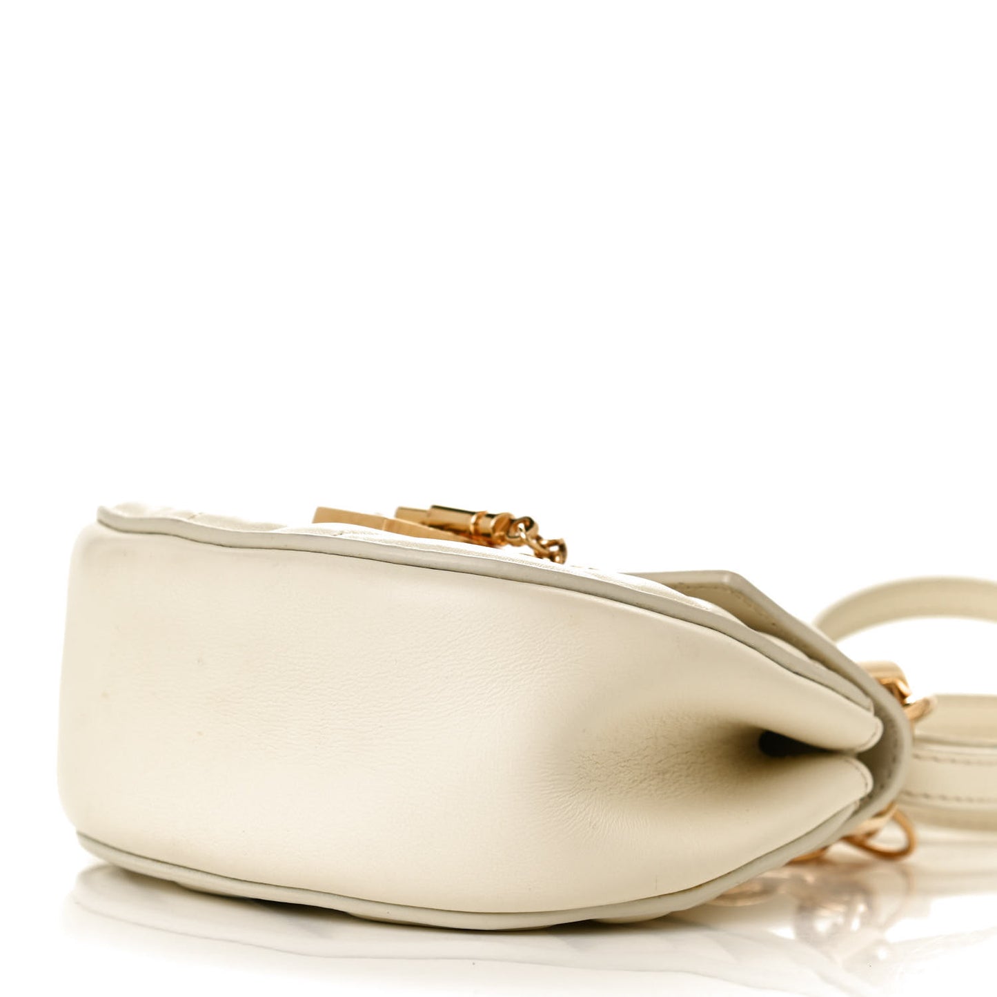 Calfskin Quilted Nano Drew Bijou Shoulder Bag Natural White