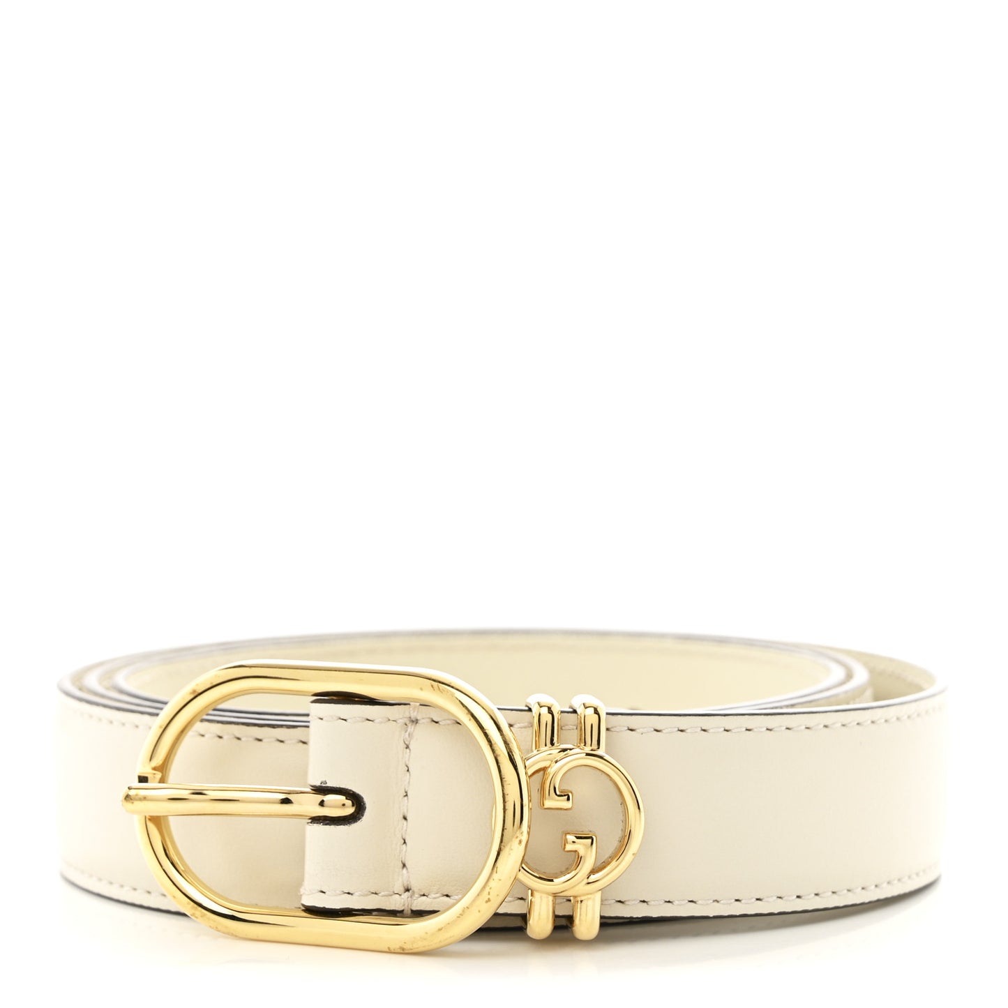 Plutone Calfskin Round Interlocking G 25mm Belt 90 36 Mystic White