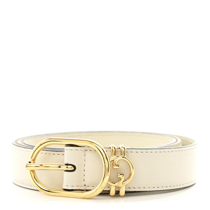 Gucci Plutone Calfskin Round Interlocking G 25mm Belt 90 36 Mystic White 1 of 5