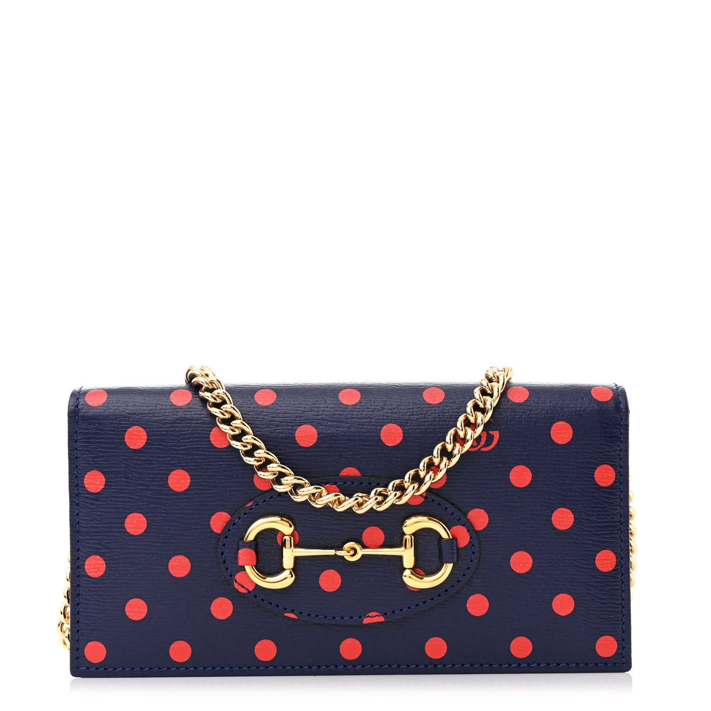 Shangai Calfskin Polka Dot Horsebit 1955 Wallet On Chain Blue Orange Sailor Blue