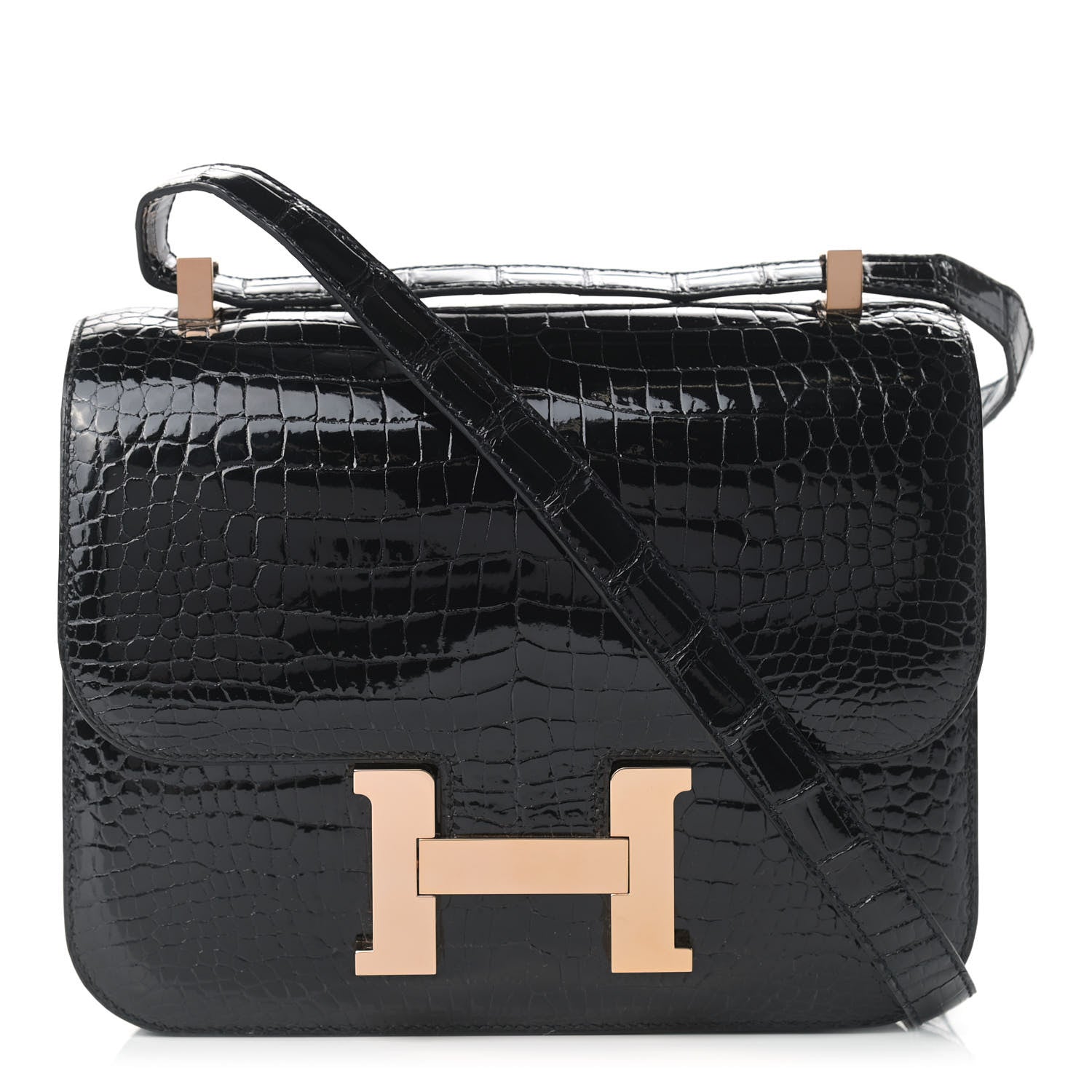 Hermes Shiny Porosus Crocodile Constance 24 Black 1 of 10