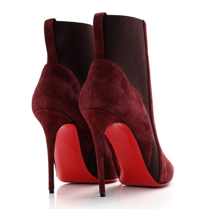 Christian Louboutin Veau Velours Chelsea Chick 100 Stiletto Boots 39 Bordeaux 4 of 10