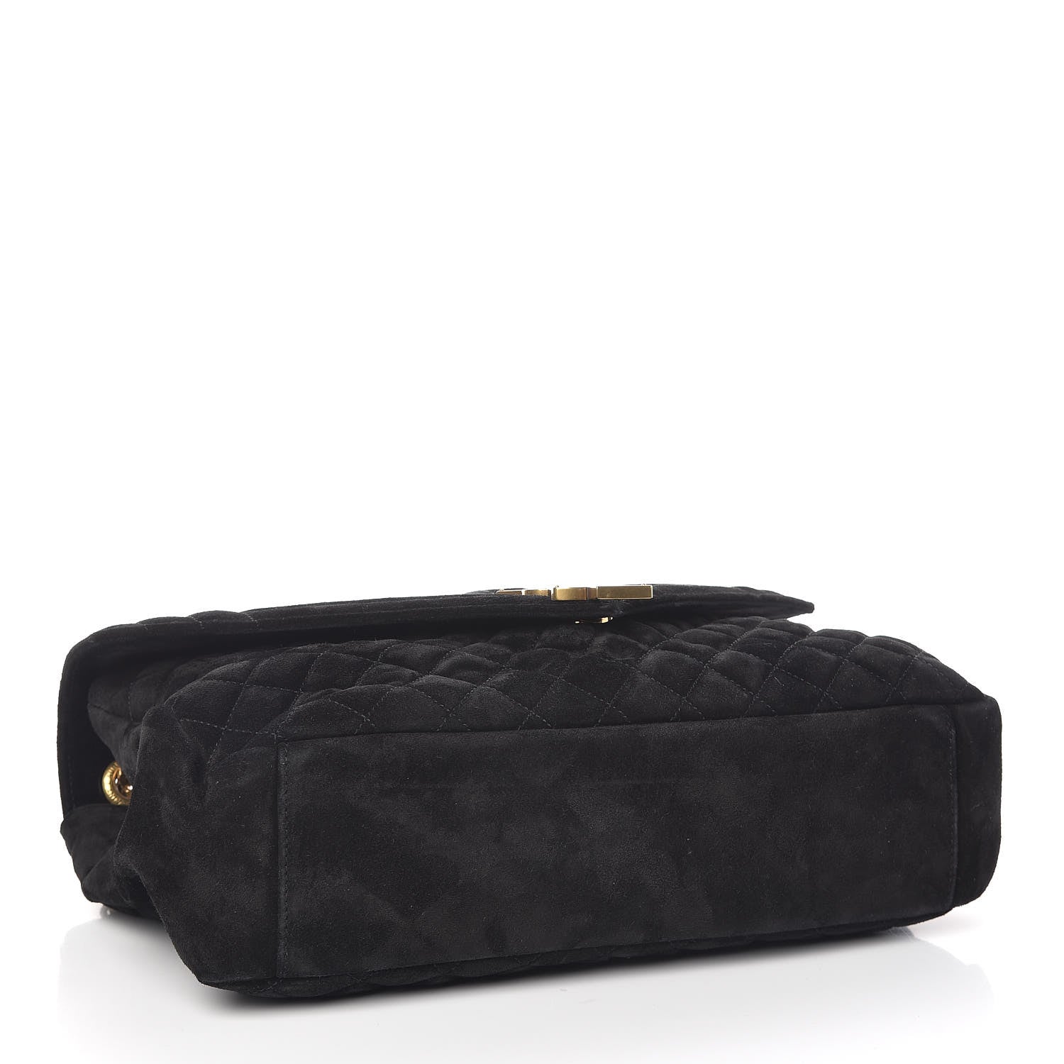 Saint Laurent Suede Mixed Matelasse Triquilt Large Monogram Envelope Satchel Black 3 of 8