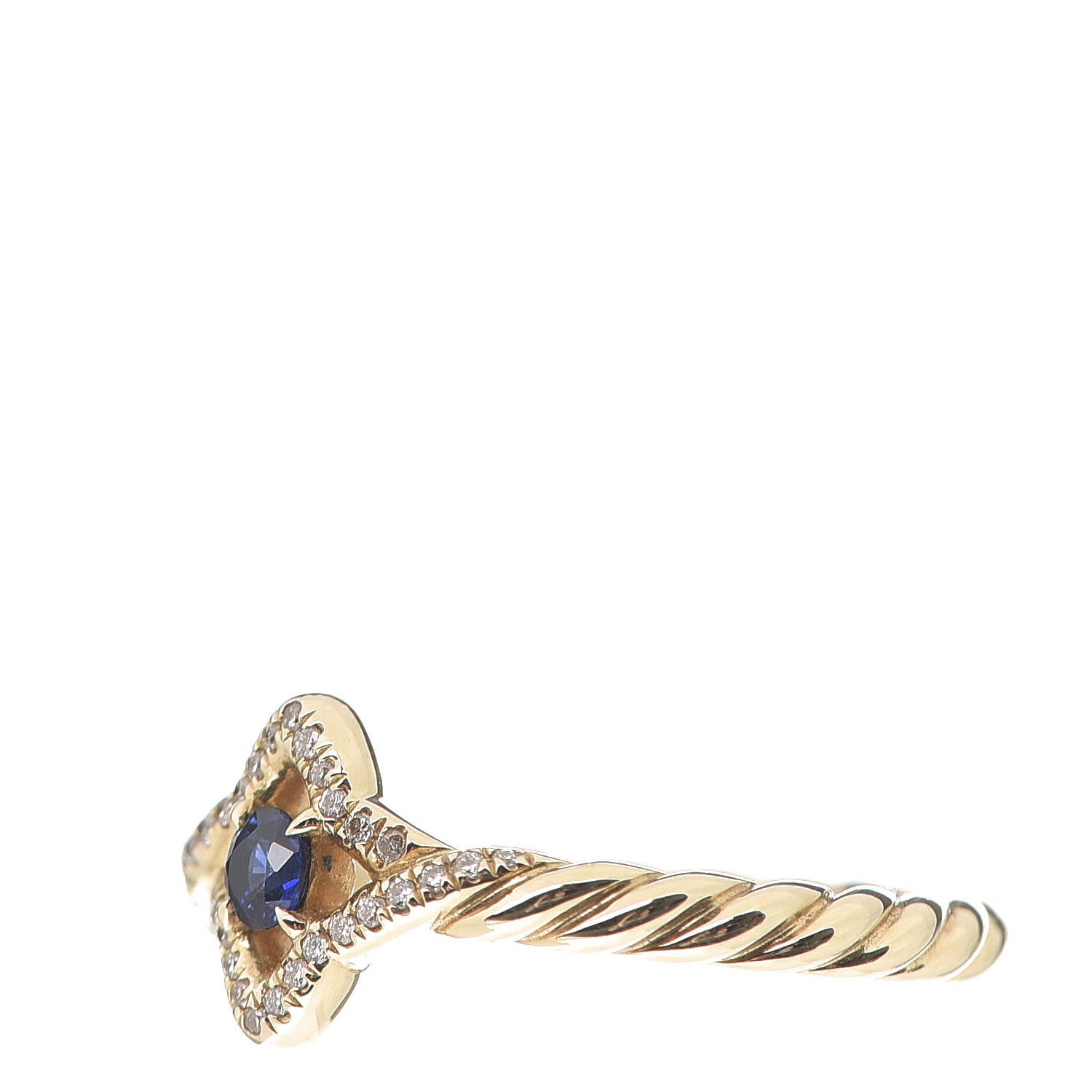 David Yurman 18K Yellow Gold Diamond Blue Sapphire 5mm Venetian Quatrefoil Ring 52 6 3 of 5