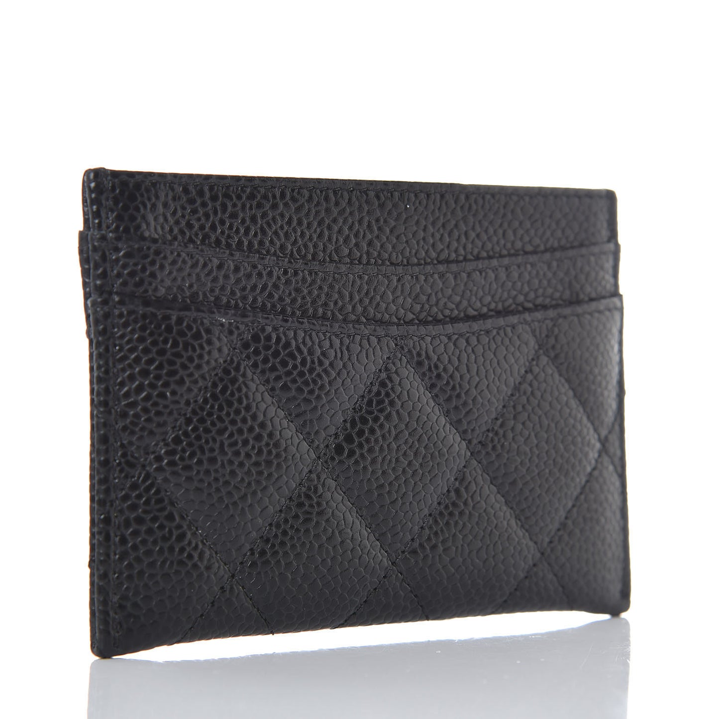 Caviar Quilted Card Holder Black