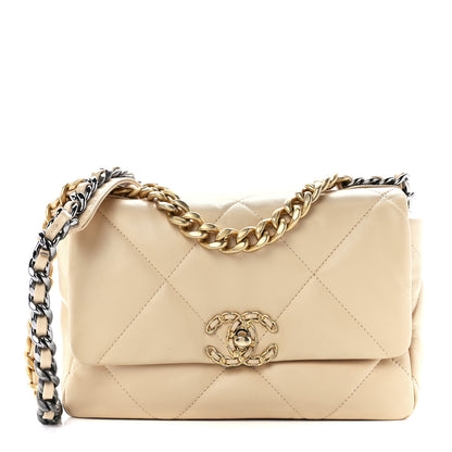 Chanel Lambskin Quilted Medium Chanel 19 Flap Light Beige 1 of 11