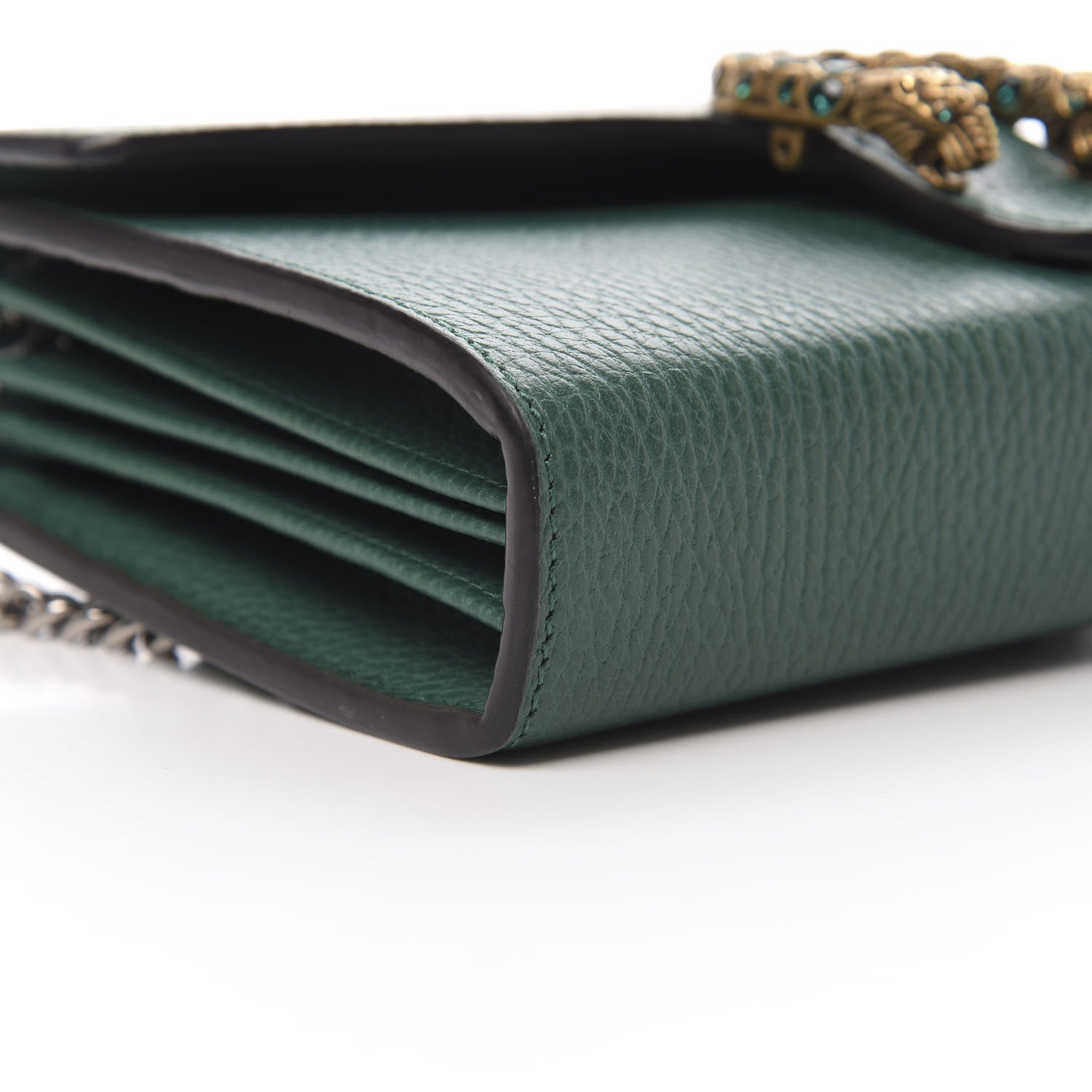 Gucci Calfskin Mini Dionysus Chain Wallet Emerald 9 of 11