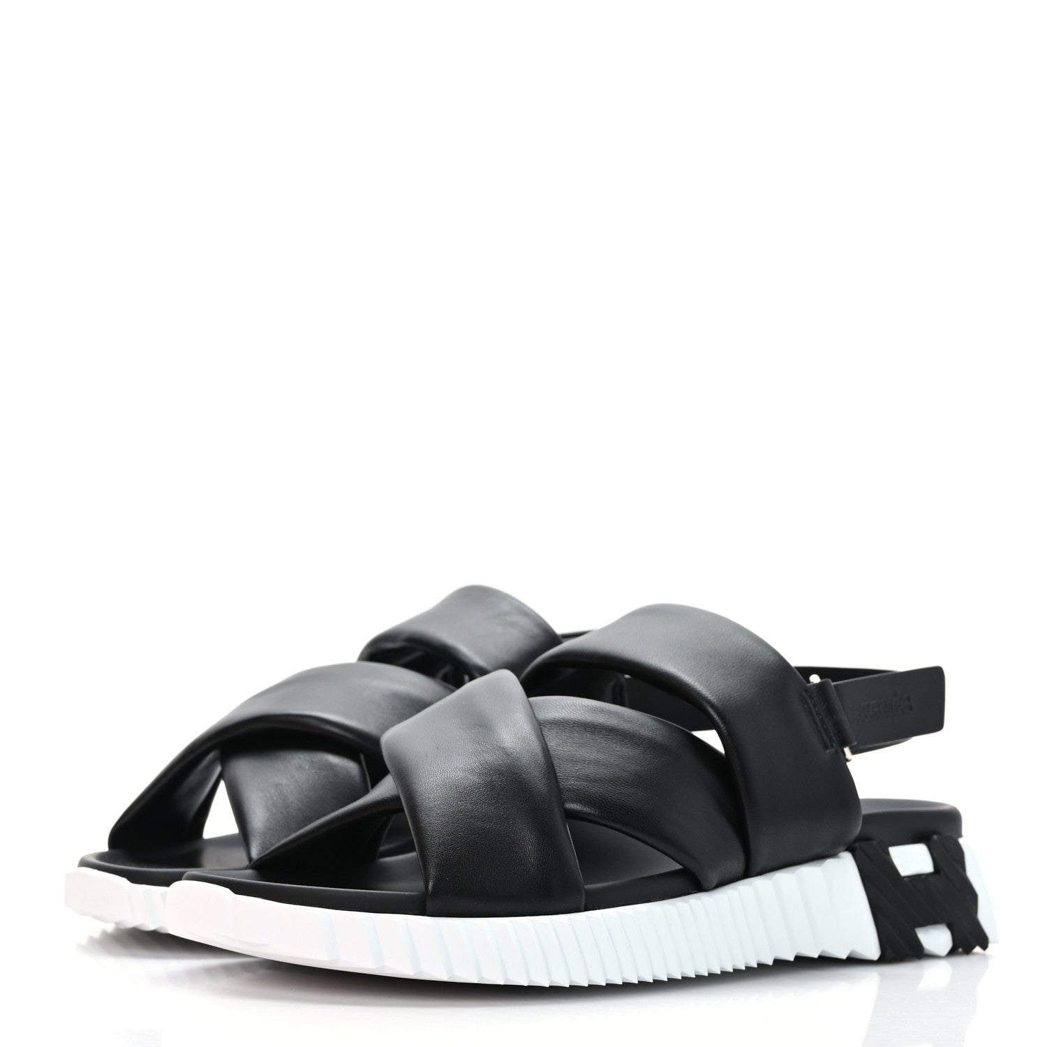 Hermes Calfskin Goatskin Electric Sandals 39 Black White 3 of 8