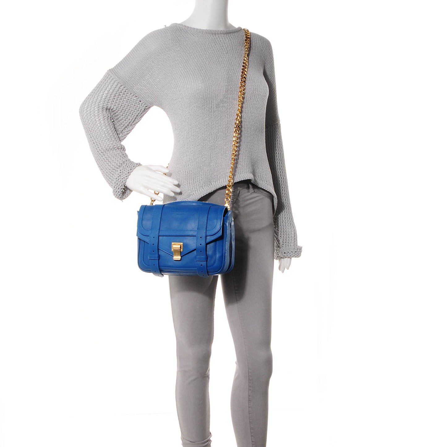 Calfskin Chain Strap Double Bag Peacock
