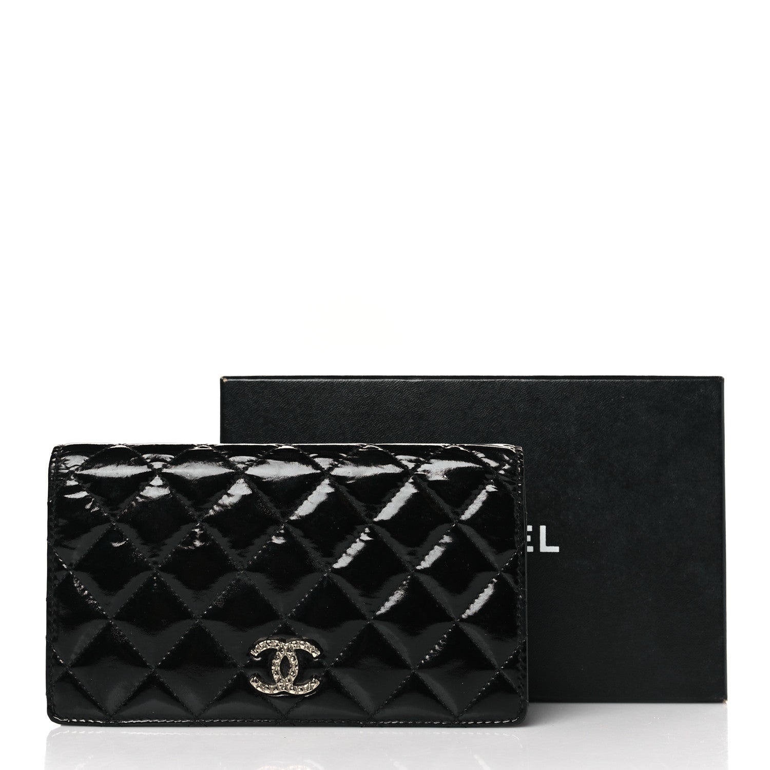 Chanel Patent Quilted Brilliant Yen Wallet Black 10 of 10
