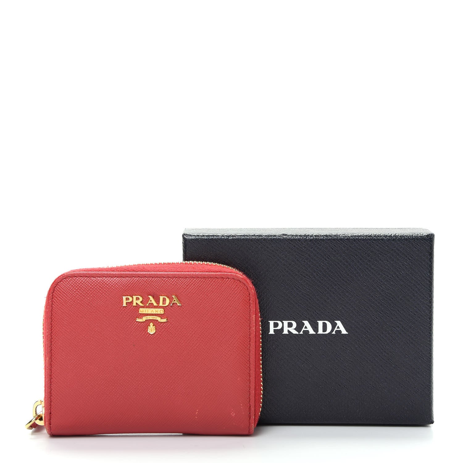 Prada Saffiano Metal Zip Coin Purse Fuoco 8 of 12