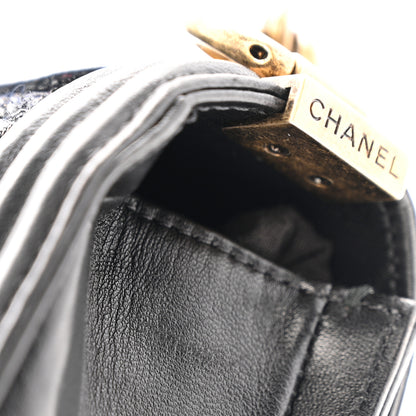 Chanel Lambskin Metallic Tweed Embroidered Mini Boy Flap Black Gold Multicolor 12 of 15
