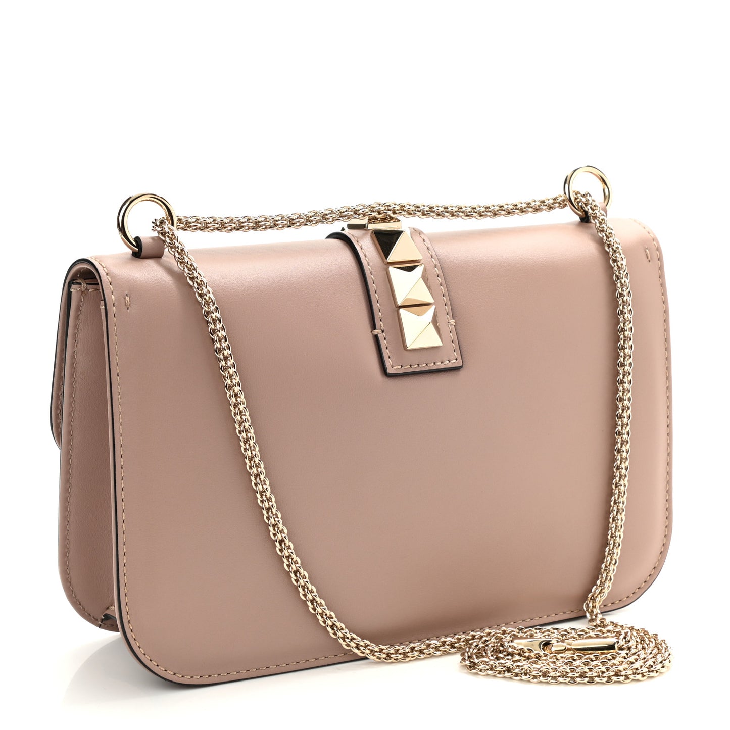 Vitello Medium Glam Lock Rockstud Flap Poudre
