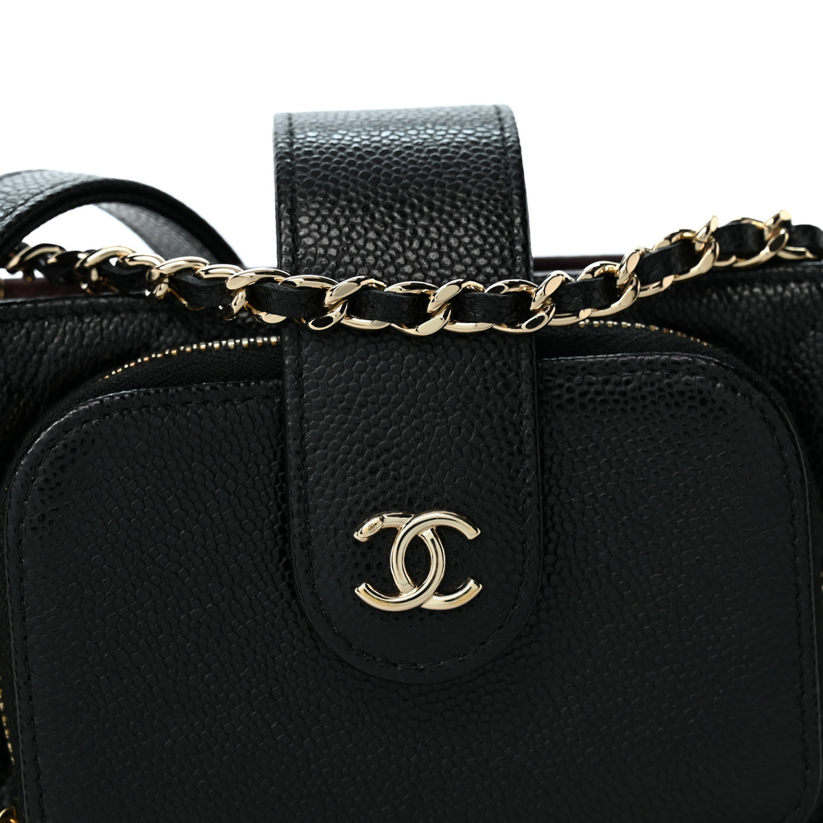 Chanel Caviar Quilted Business Affinity Phone Holder With Chain Black 9 of 11