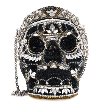 Judith Leiber Crystal Bela Lugosi Skull Minaudiere Clutch Silver Multicolor 1 of 14
