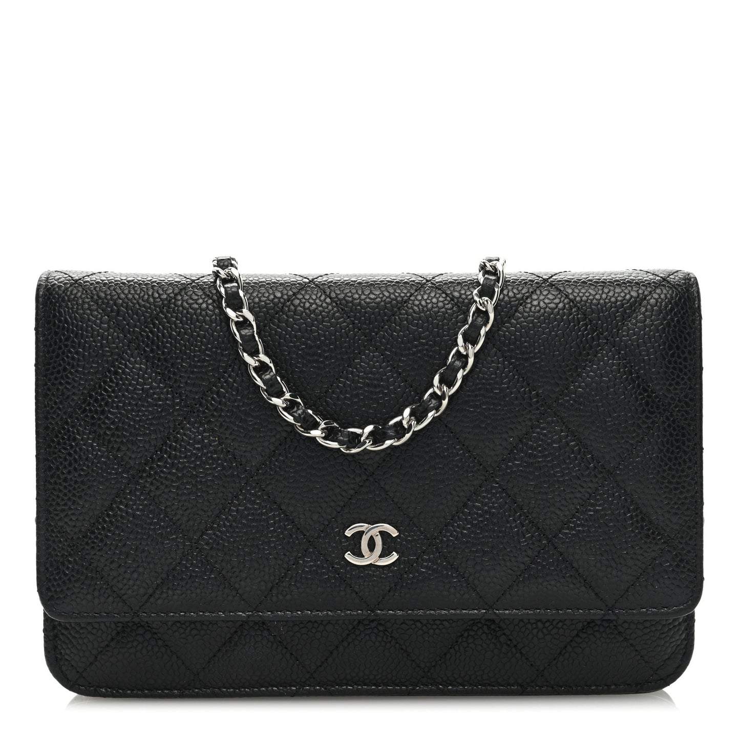 Caviar Quilted Wallet on Chain WOC Black