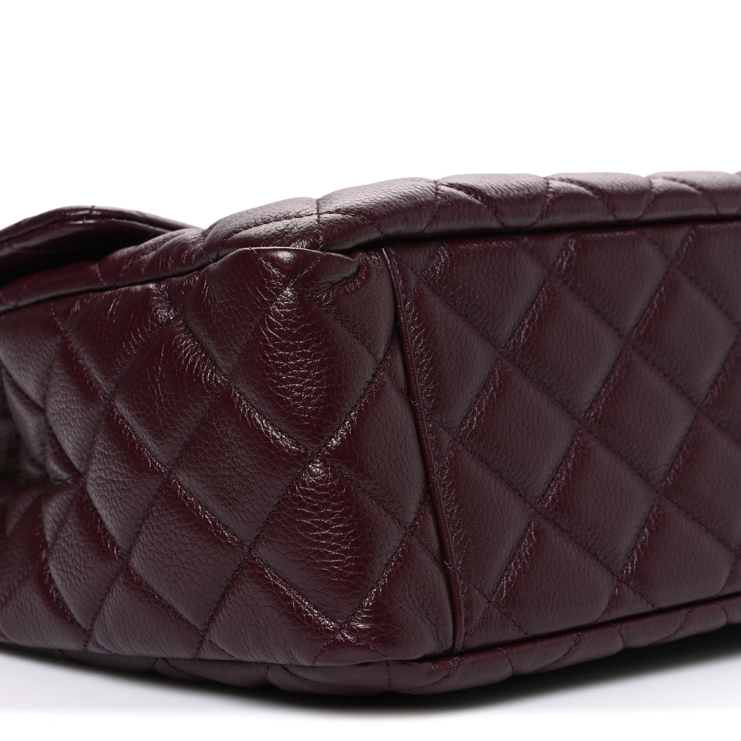 Grained Calfskin Quilted XXL Travel Flap Bag Burgundy