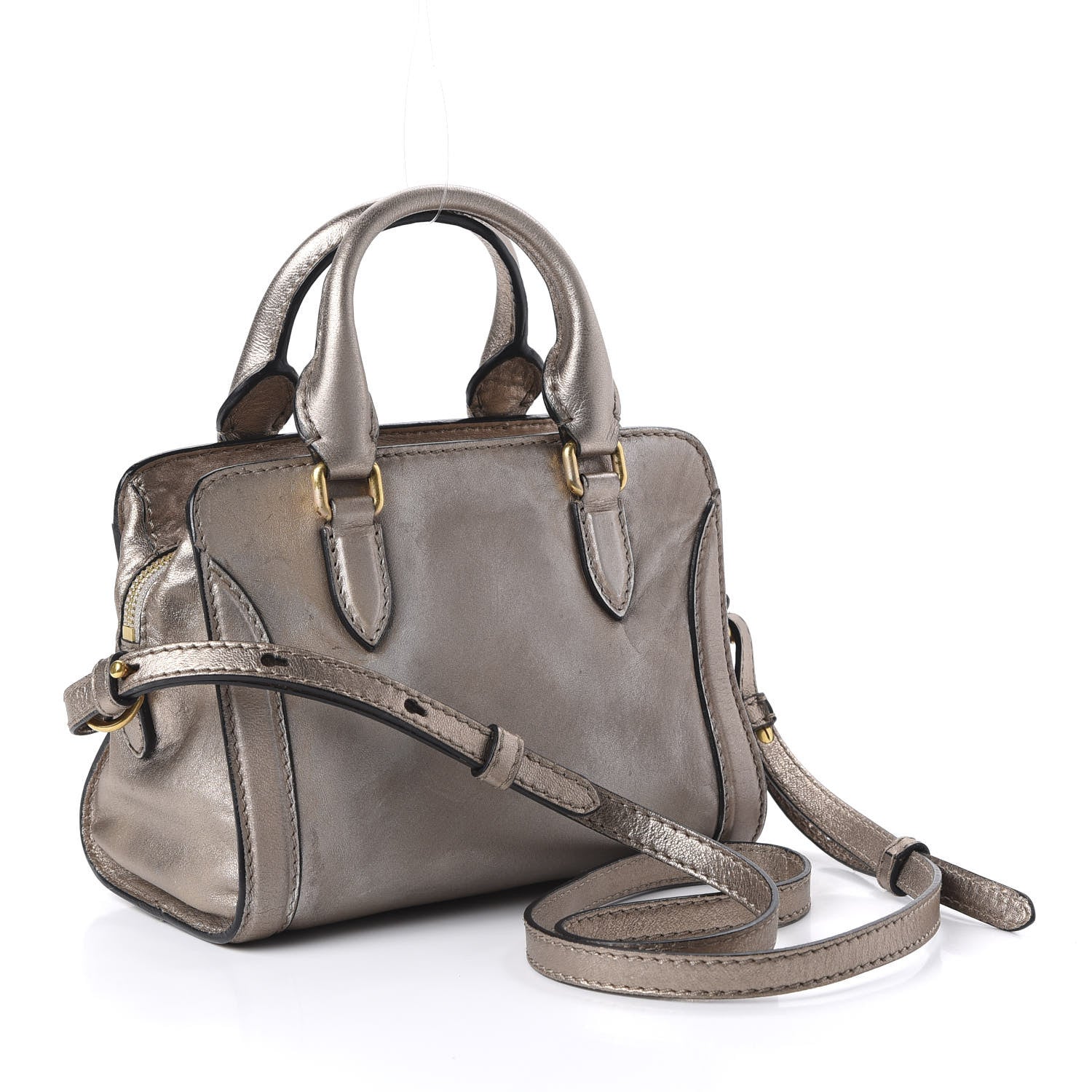 Alexander McQueen Metallic Calfskin Mini Padlock Tote Skin 3 of 11