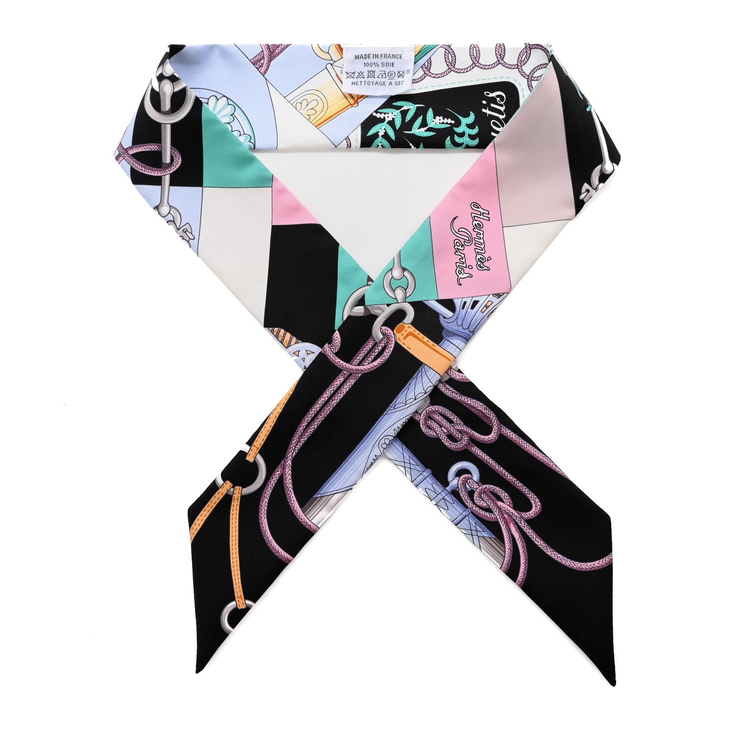 Hermes Silk Cliquetis Twilly Black Rose Menthol 1 of 4