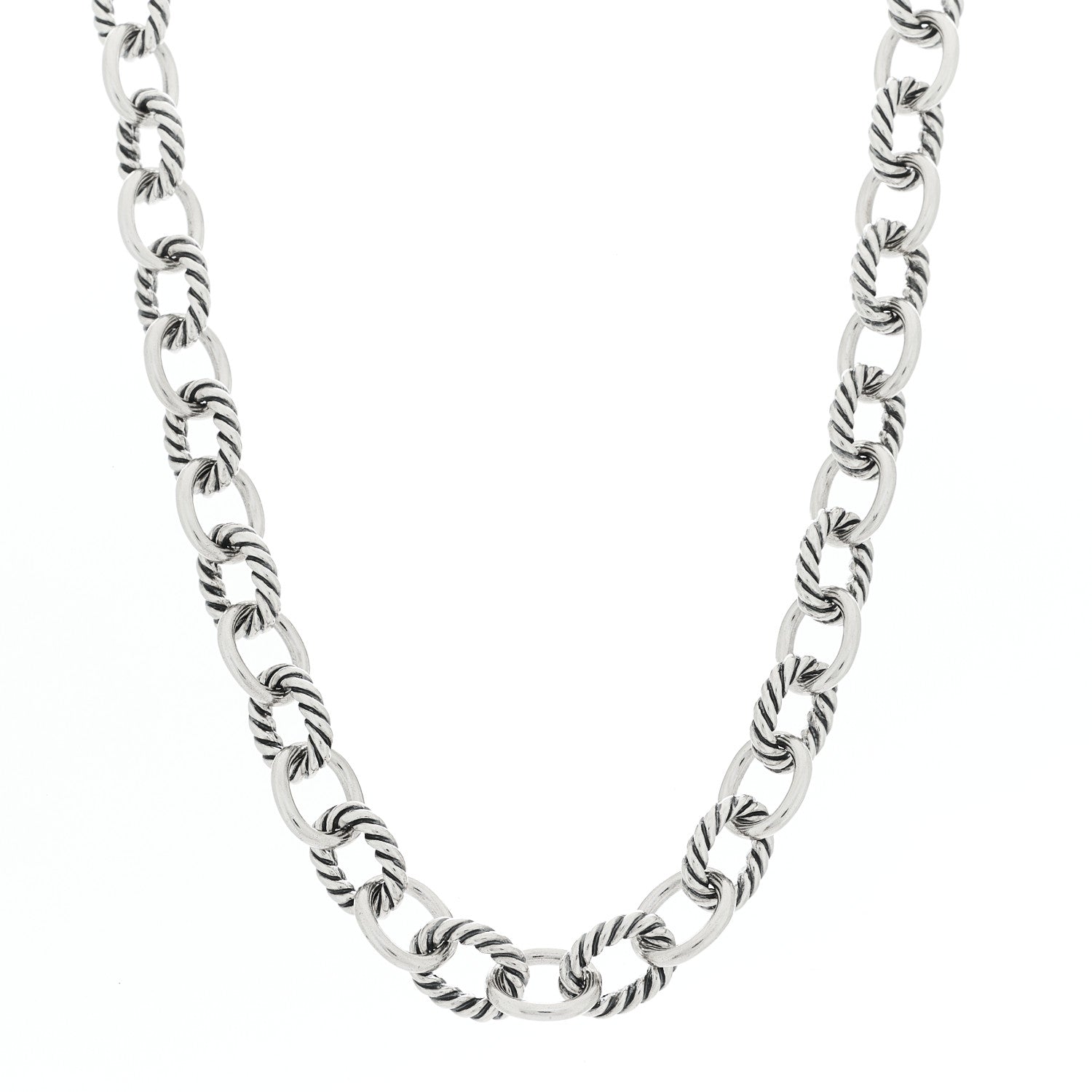 David Yurman Sterling Silver 10mm Medium Oval Link Necklace 1 of 5