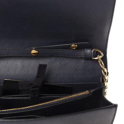 Prada Saffiano Lux Chain Wallet Baltico 9 of 11