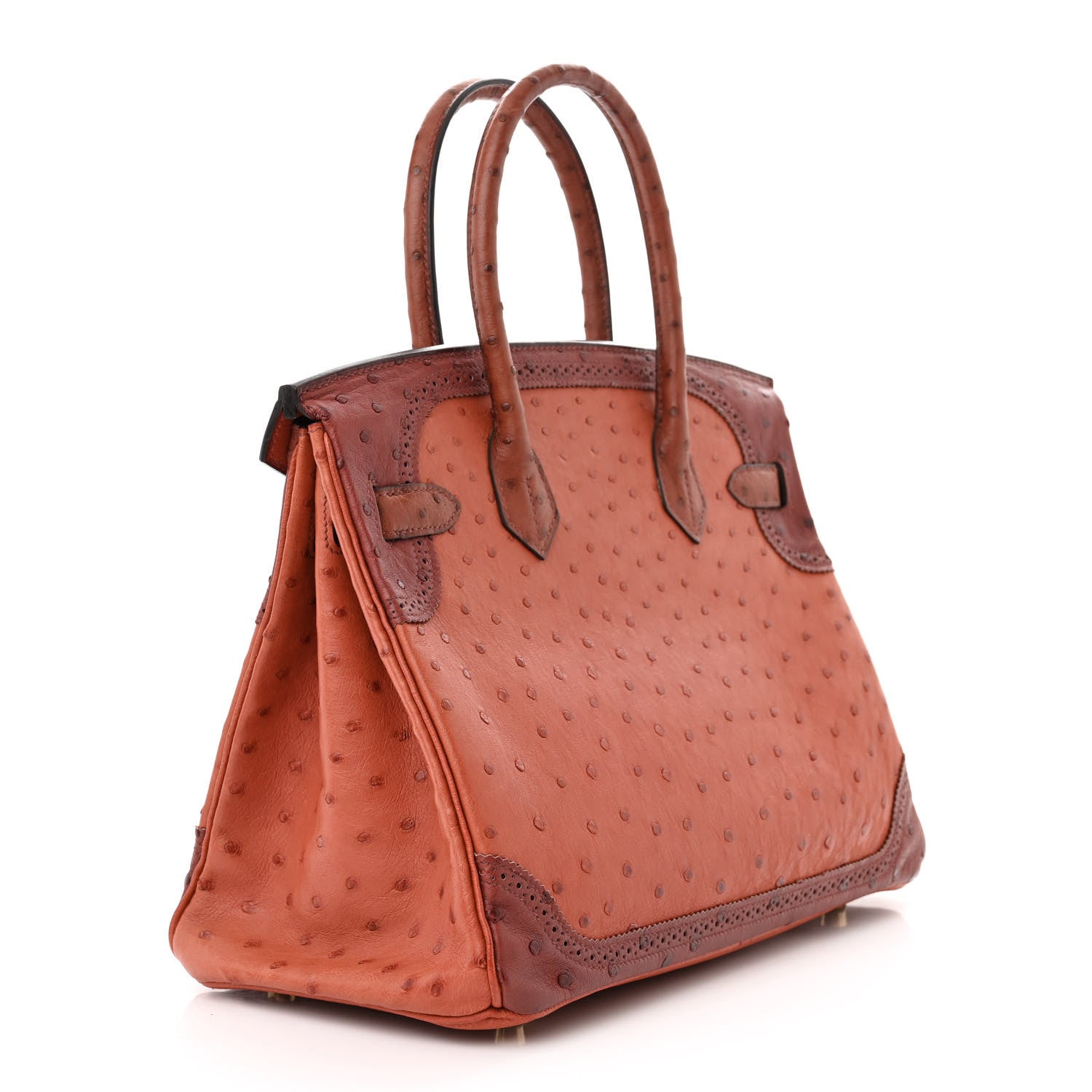 Hermes Ostrich Ghillies Birkin 30 Brique Rouge H 3 of 17