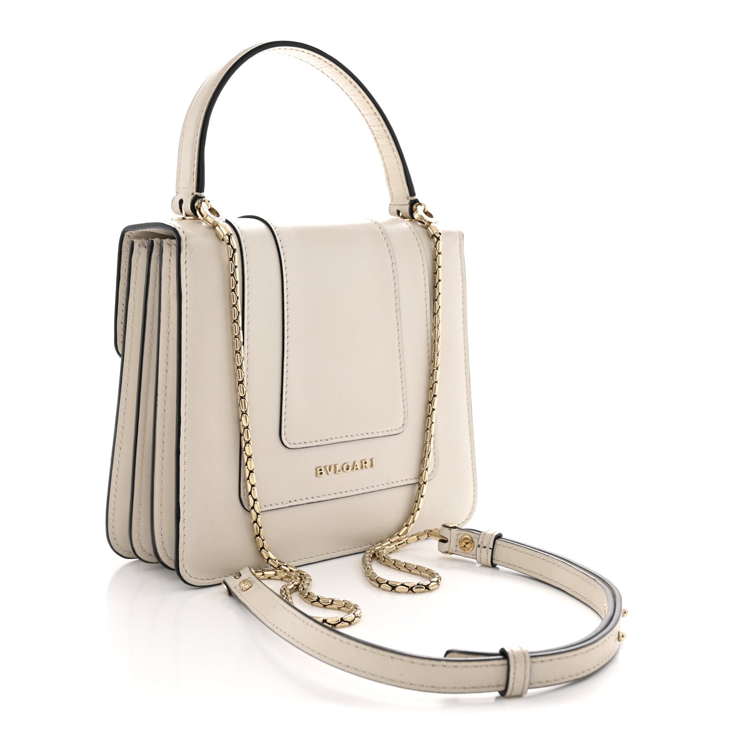 Bulgari Calfskin Serpenti Forever Top Handle White 4 of 12