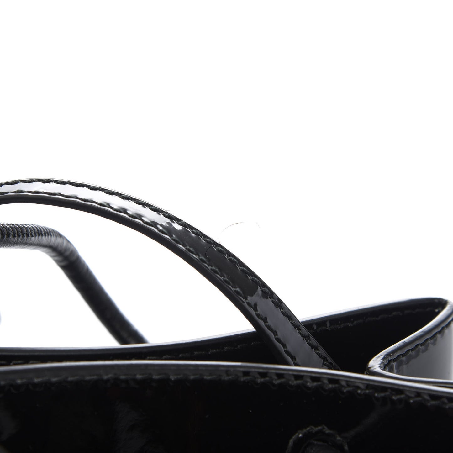 Patent Calfskin Logo Shopping Tote XXS Black