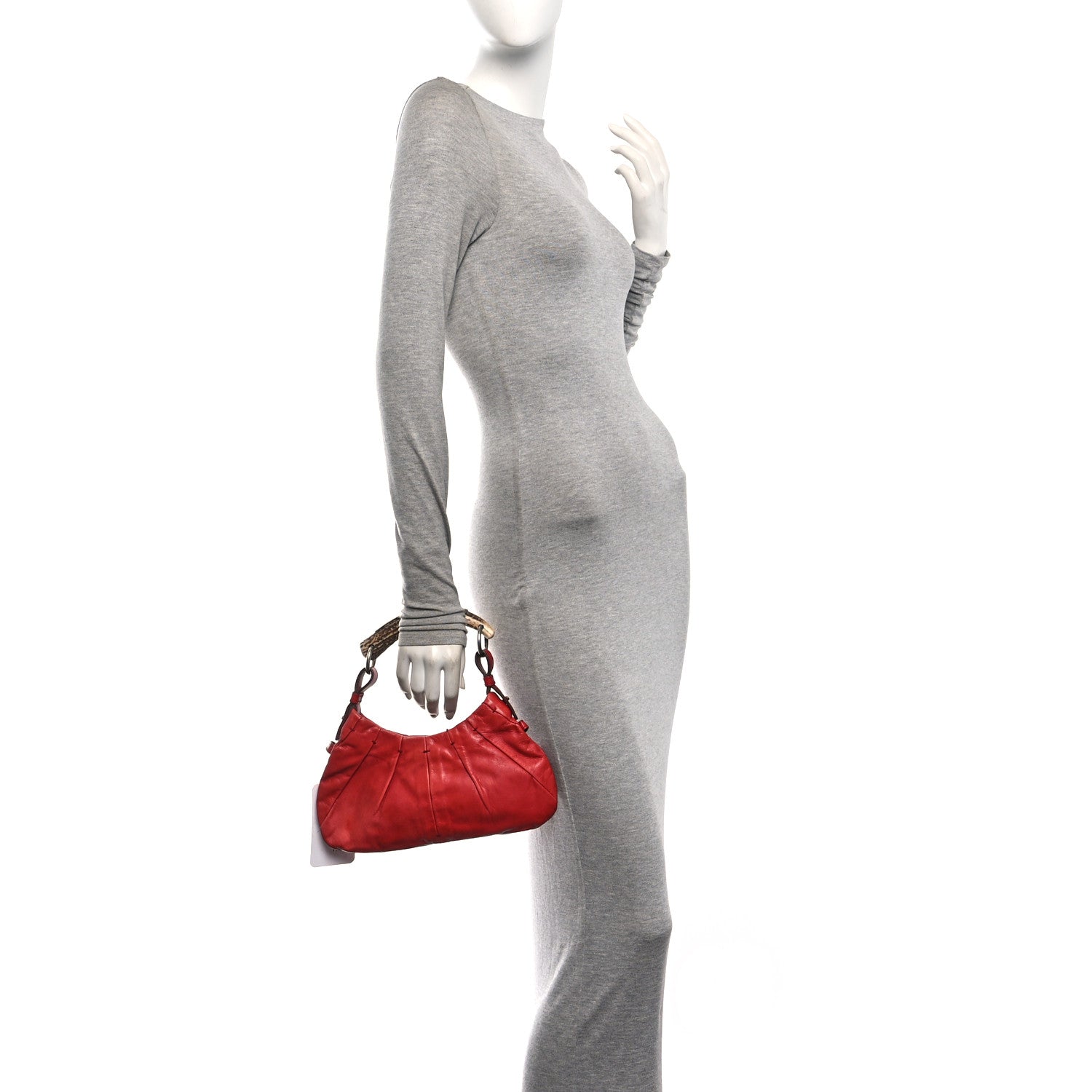 Saint Laurent Calfskin Horn Mini Mombasa Hobo Red 2 of 11
