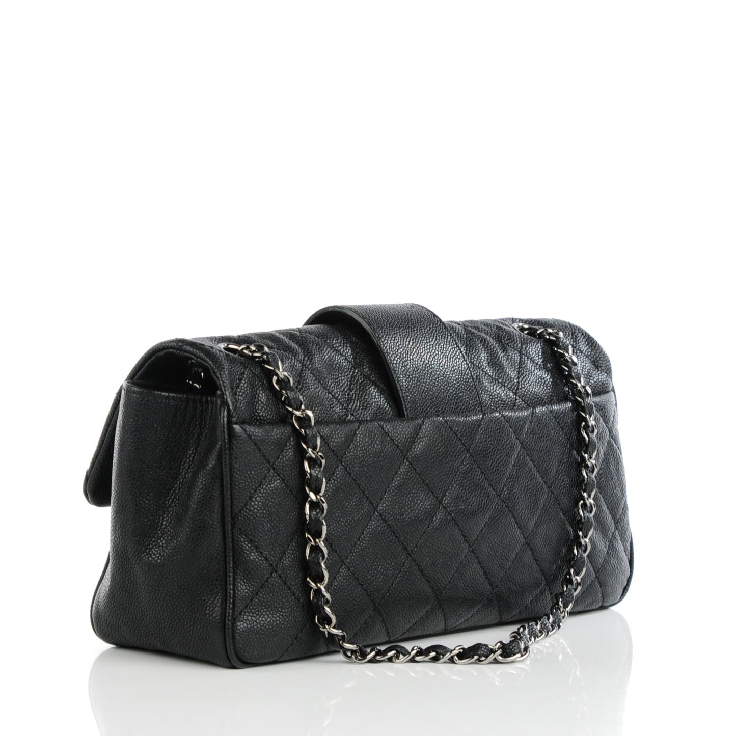 Caviar Quilted Jumbo Mademoiselle Flap Black