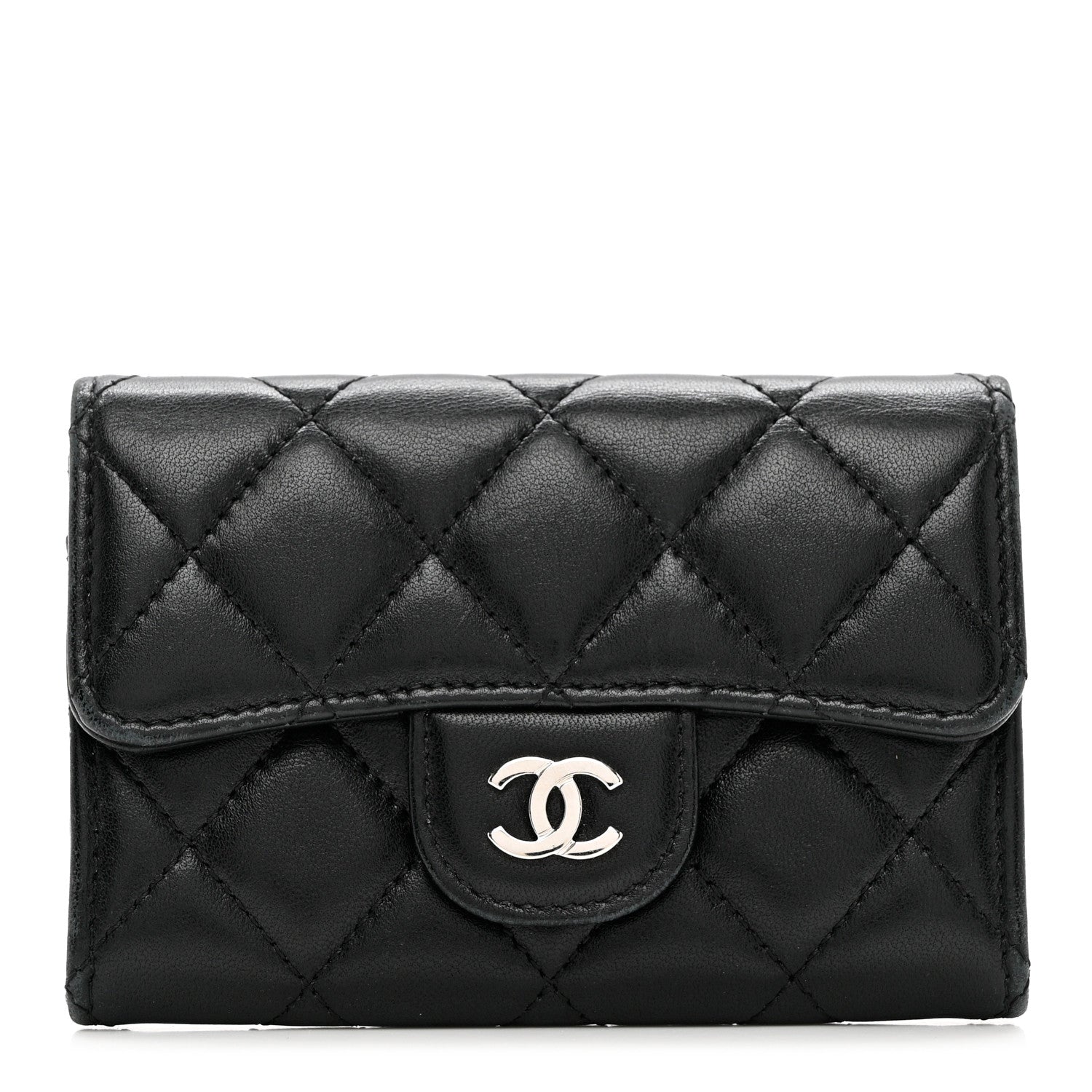 Chanel Lambskin Quilted Flap Card Holder Wallet Black 1 of 11