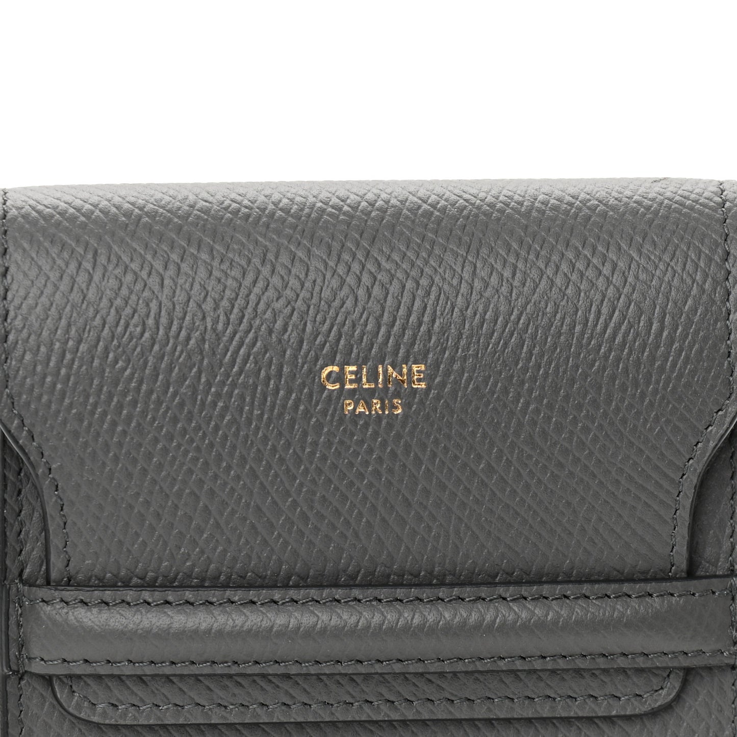 Grained Calfskin Phone Pouch With Flap Grey