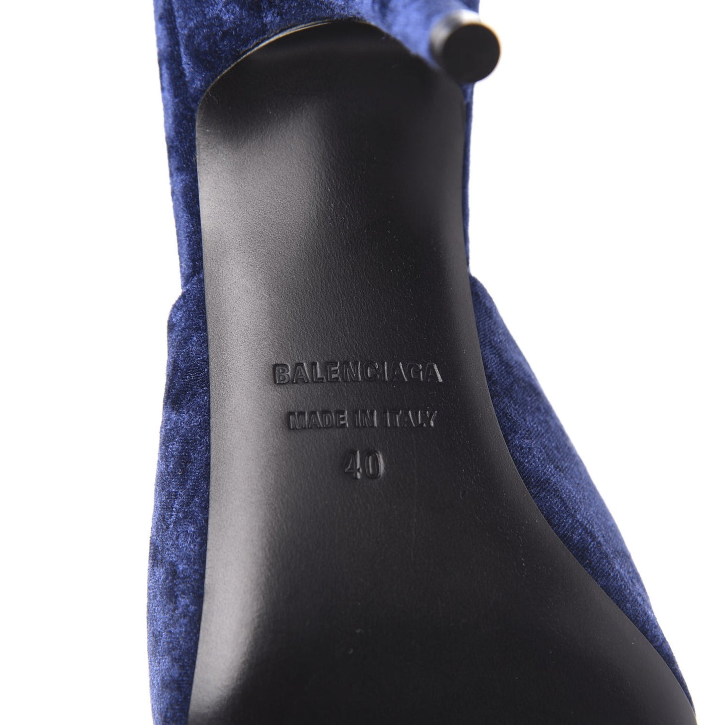 Stretch Velvet Pointed Toe BB 80mm Mules 40 Bleu Ocean