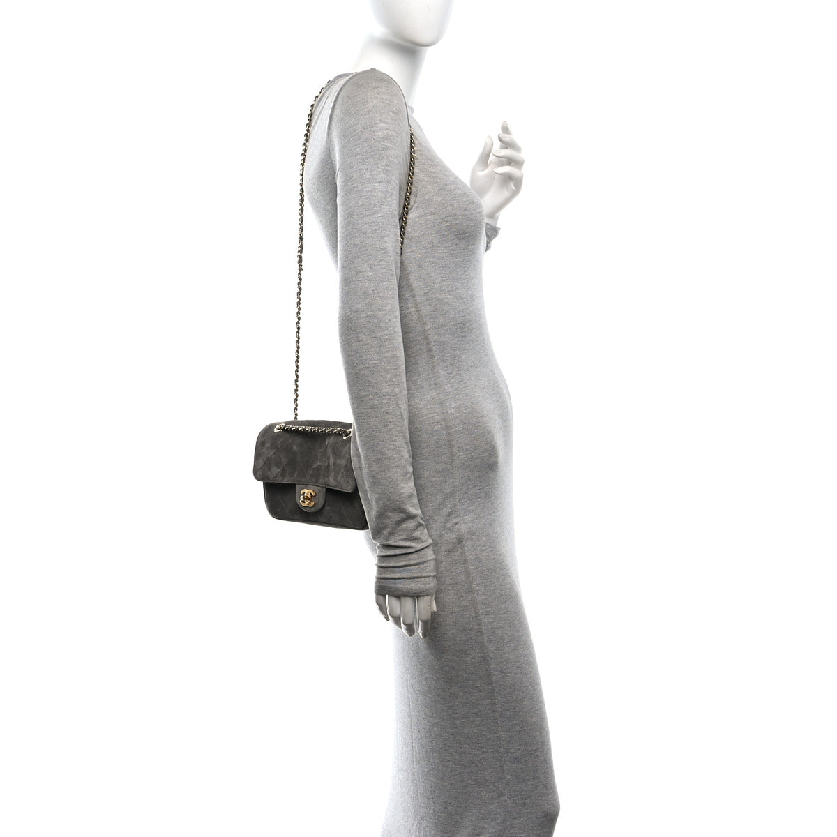 Chanel Suede Calfskin Mini Souplissimo Flap Dark Grey 2 of 11