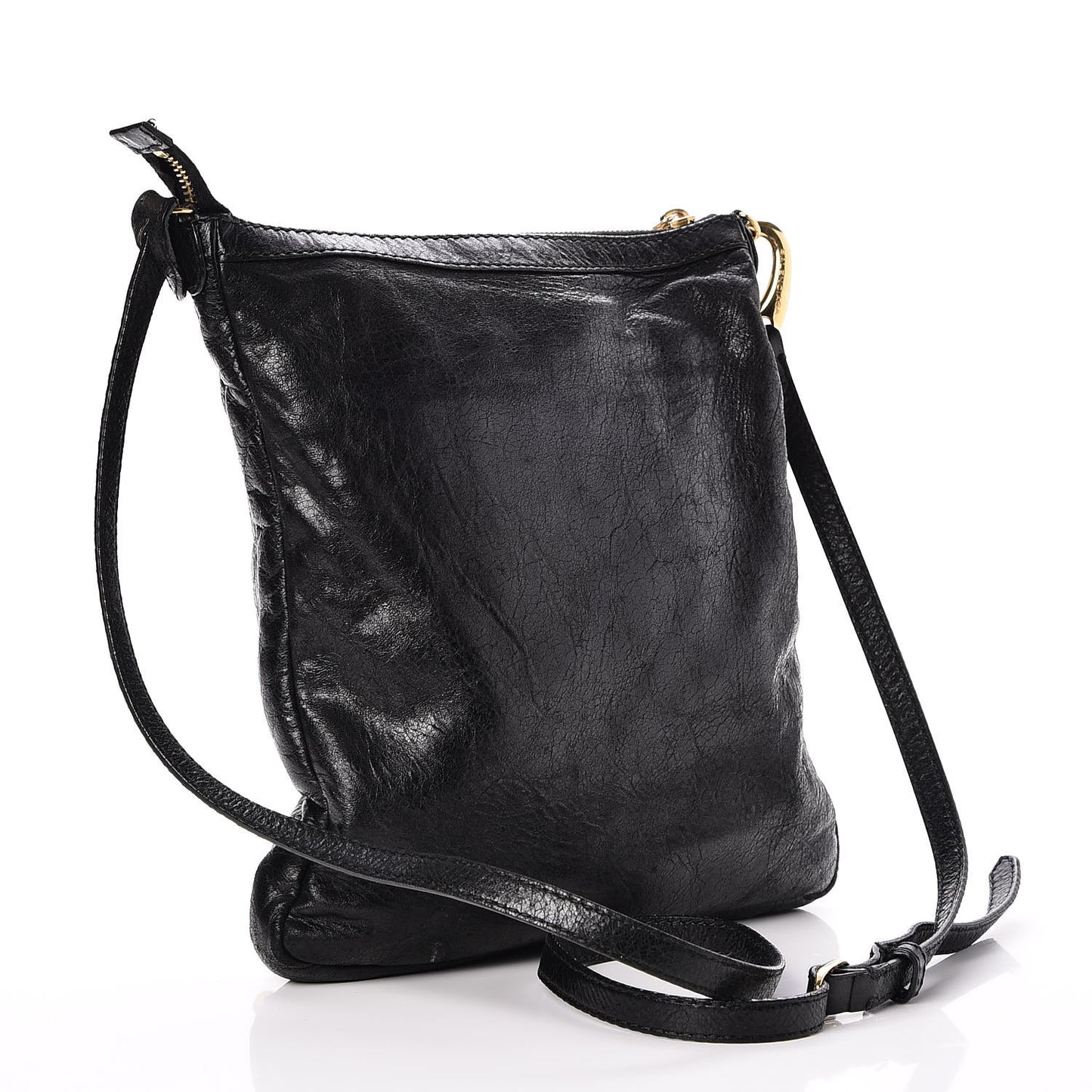 Agneau Giant 12 Gold Hardware Flat Crossbody Black