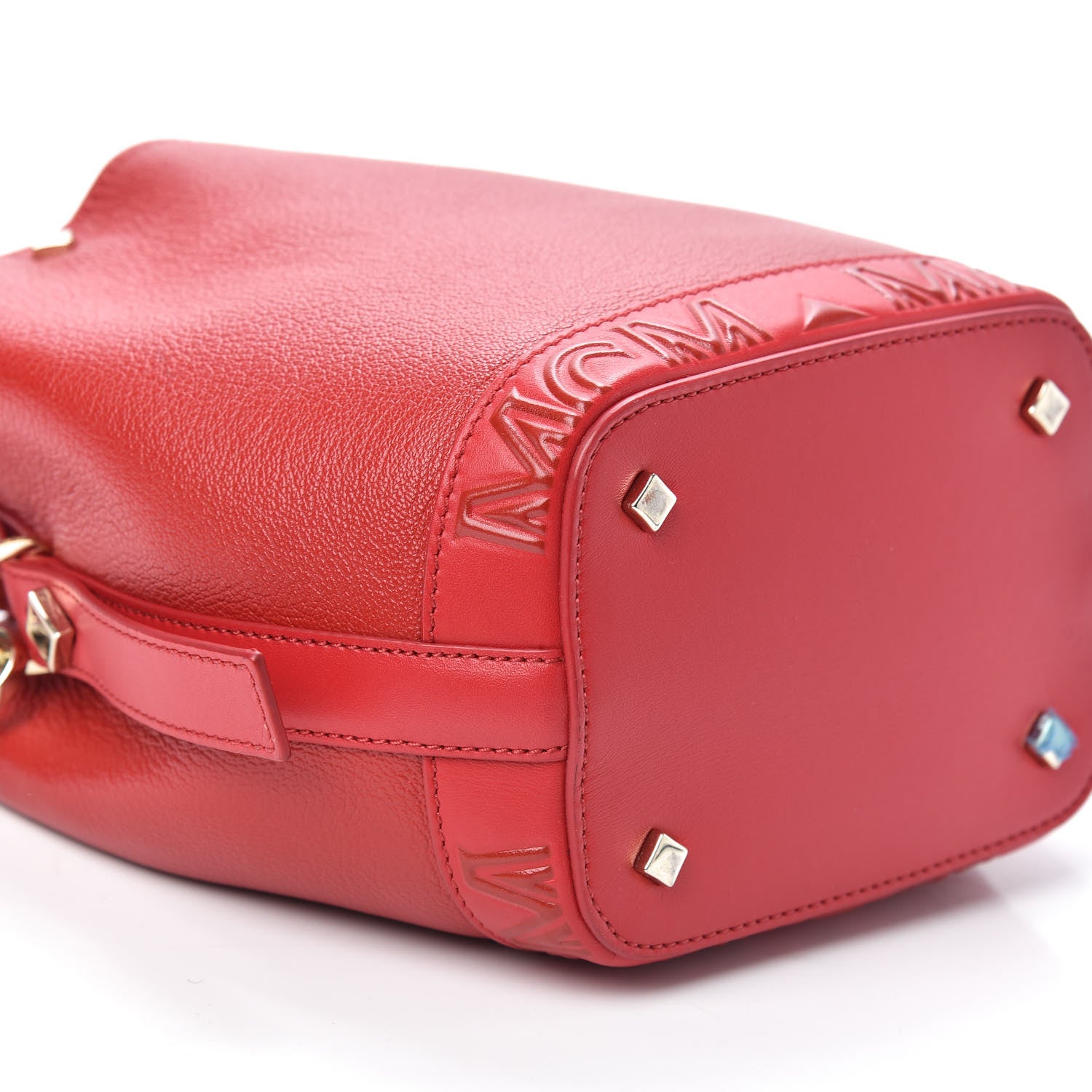 MCM Goatskin Patent Milano Mini Drawstring Bag Ruby Red 8 of 9