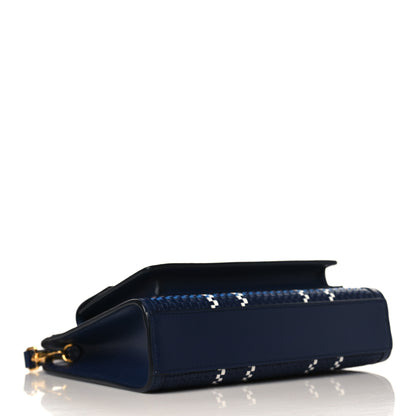 Burberry Calfskin Nylon Tartan Mini Pocket Bag Blue White Orange 4 of 8