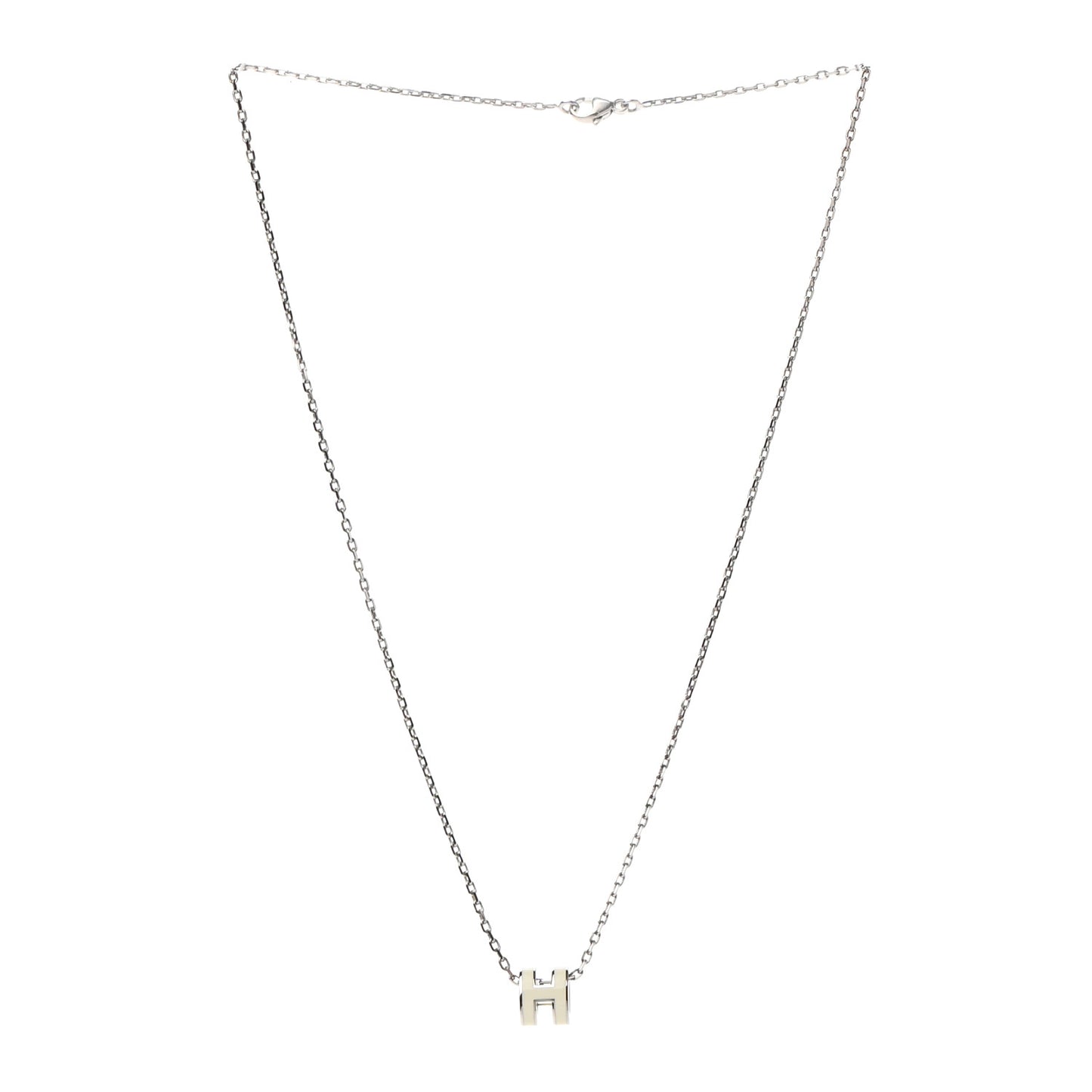 Lacquered Palladium Mini Pop H Pendant Necklace White