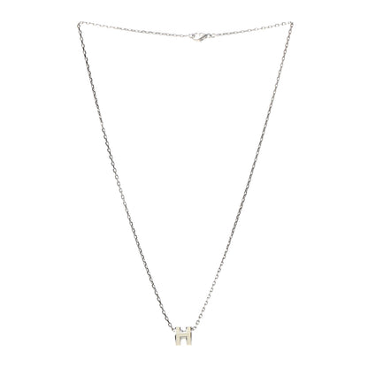 Hermes Lacquered Palladium Mini Pop H Pendant Necklace White 3 of 8