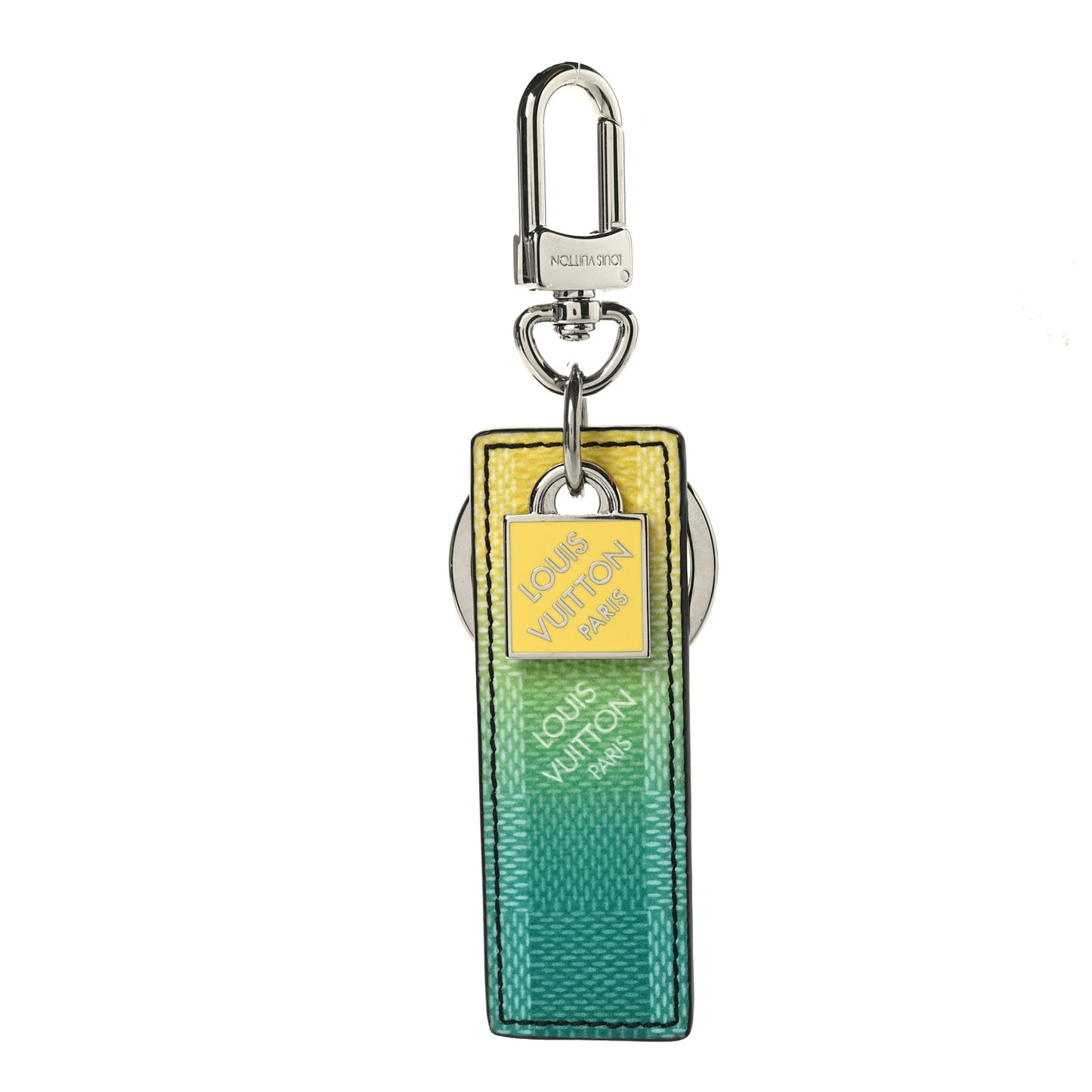 Damier Stripes Tab Key Holder Bag Charm Green