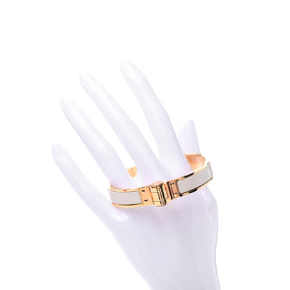 Hermes Enamel Charniere Uni Narrow Hinged Bracelet M Pannacotta 2 of 6