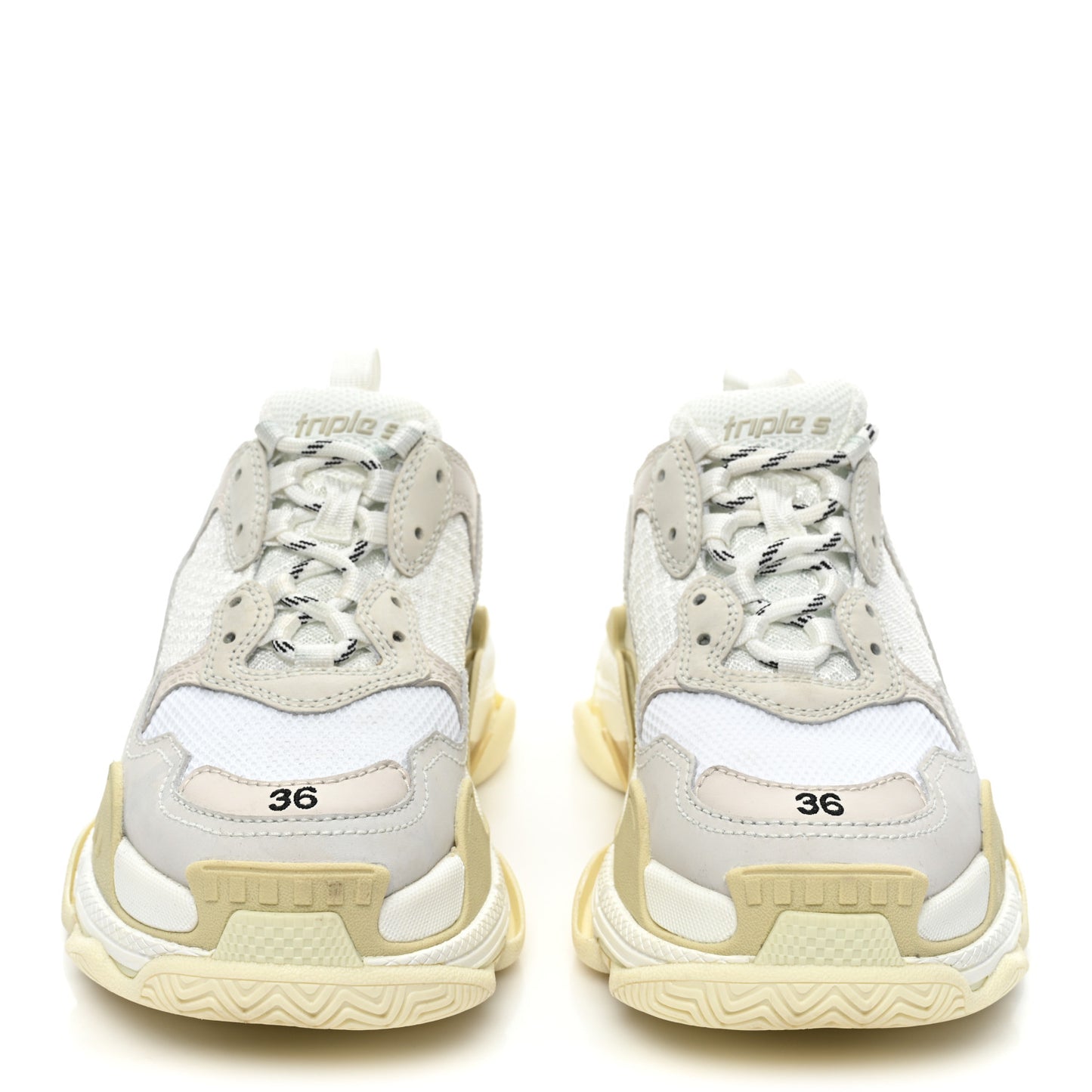 Fabric Mesh Womens Triple S Sneakers 36 White