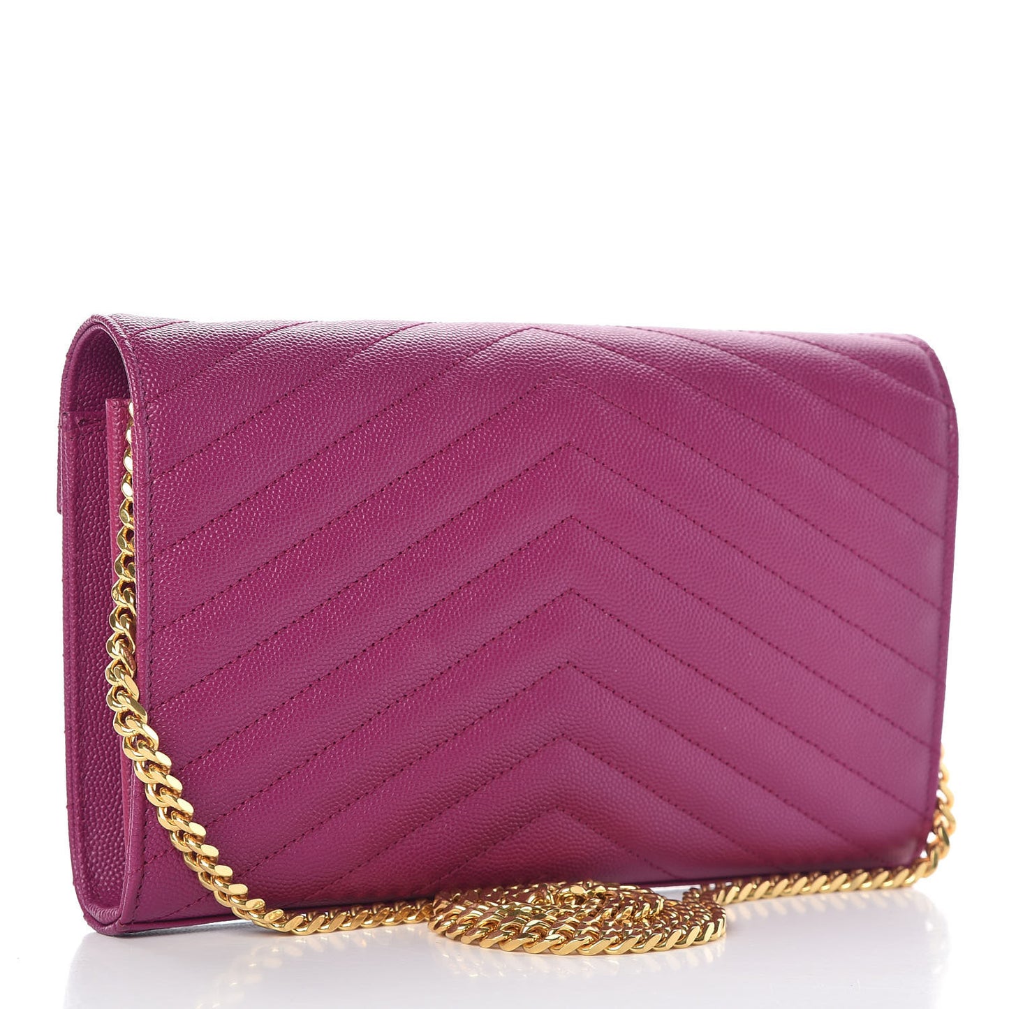 Grain De Poudre Matelasse Chevron Monogram Chain Wallet Dark Grape