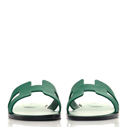 Hermes Epsom Oran Sandals 36.5 Vert Emeraude 2 of 9