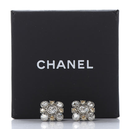 Chanel Crystal CC Flower Earrings Silver 5 of 5