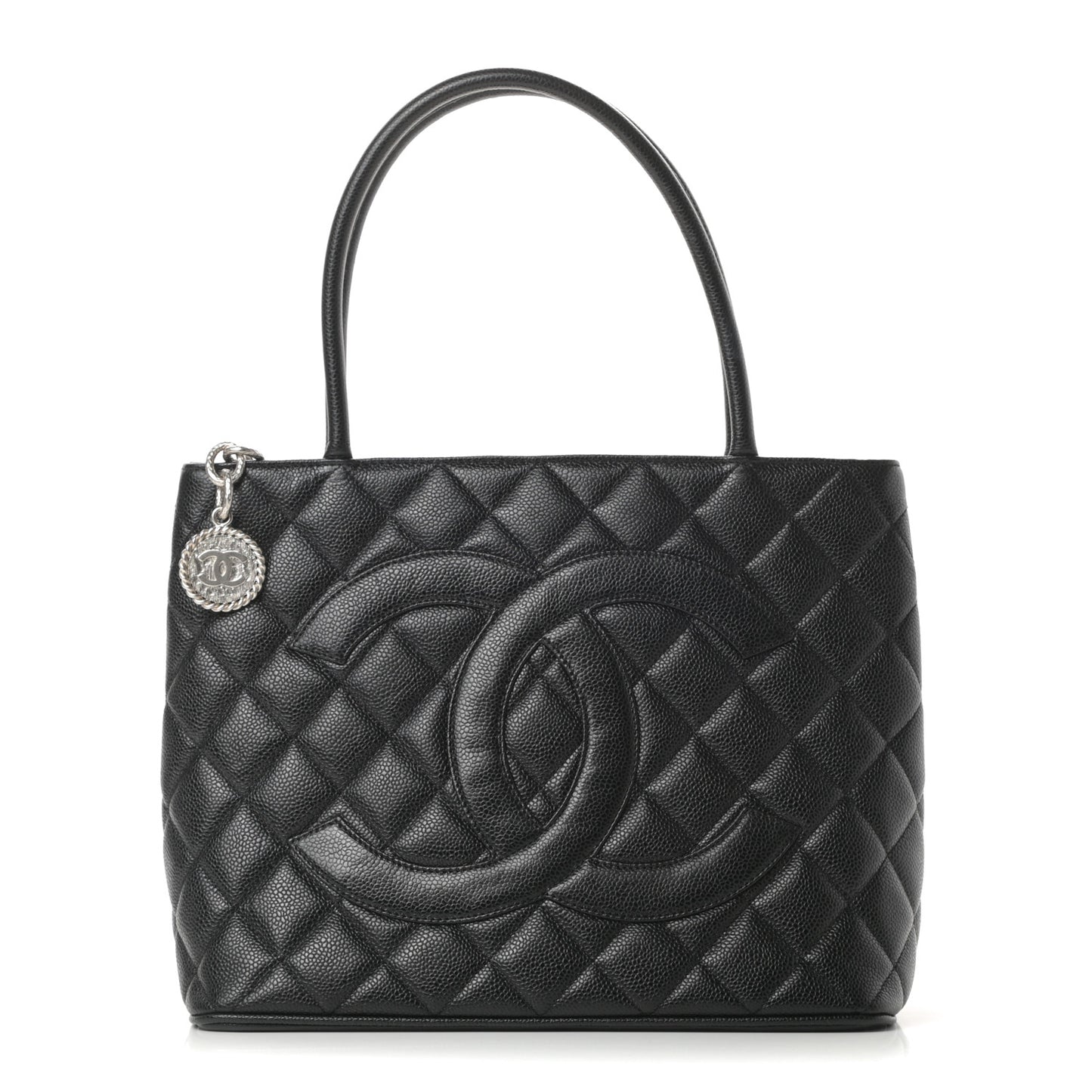 Caviar Quilted Medallion Tote Black