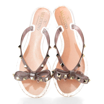 Valentino Garavani PVC Jelly Glitter Rockstud Bow Thong Sandals 35 Multicolor 5 of 10