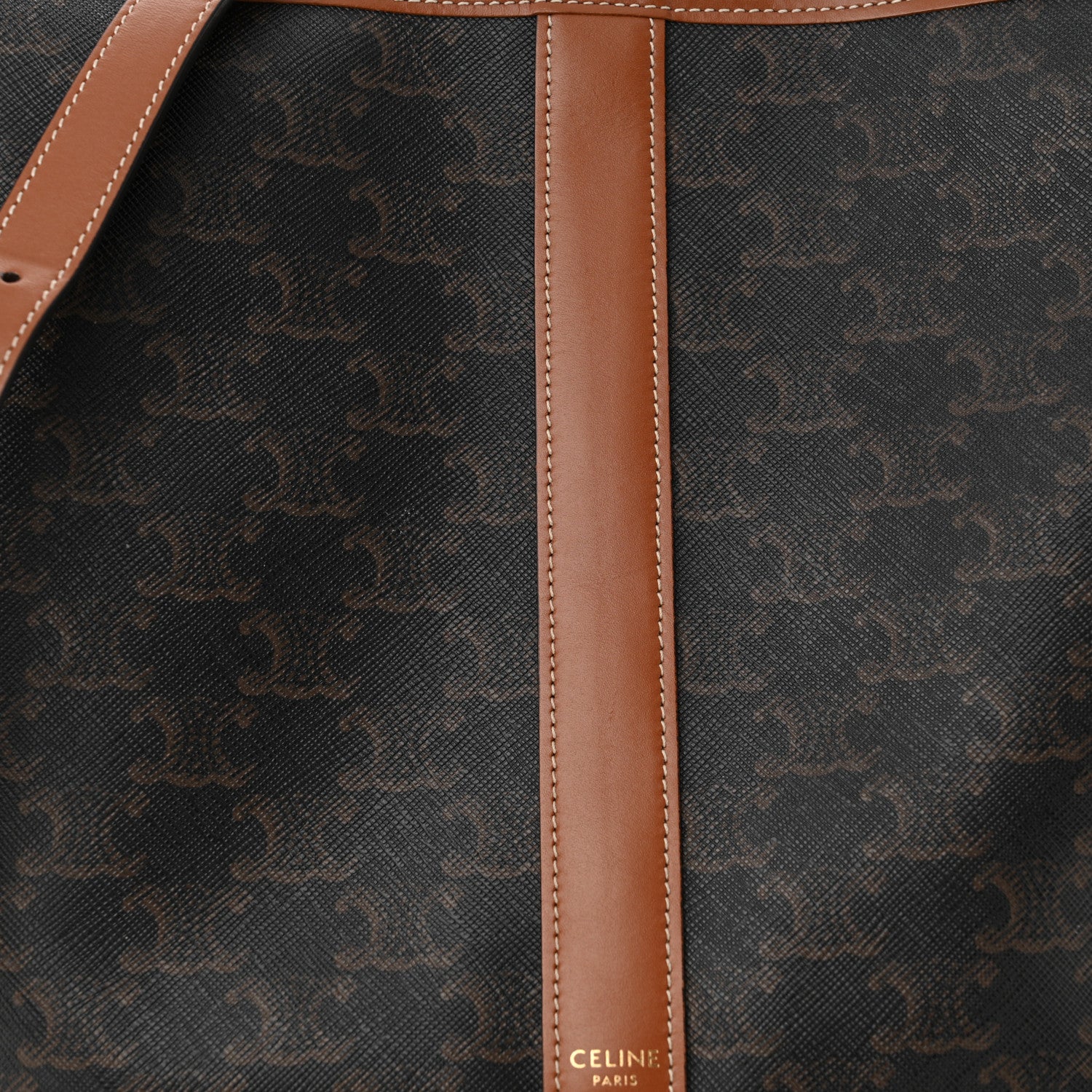 Celine Triomphe Canvas Calfskin Medium Bucket Bag Tan 8 of 13